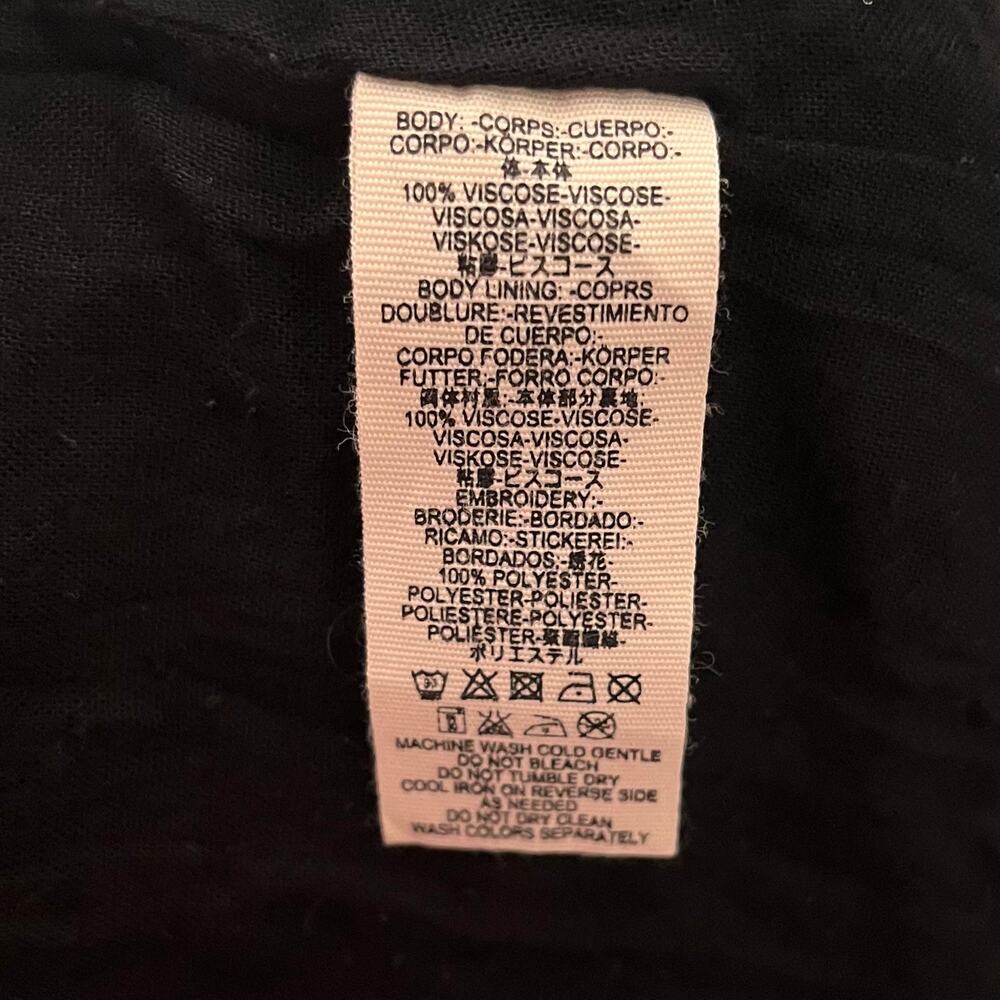 Free People Oxford Black Embroidered Swing Dress Boho Viscose XS Cottagecore - Picture 9 of 10